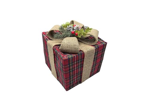 Giftbox maat M ruit/jute - afbeelding 1