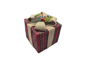 Giftbox maat M ruit/jute - afbeelding 1