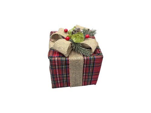 Giftbox maat S ruit/jute - afbeelding 1