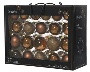 Glazen kerstballen box 42 stuks espresso