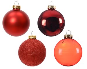 Glazen kerstballen box 42 stuks Kerstmis Rood - afbeelding 2