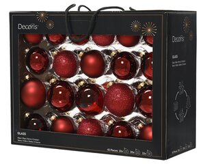 Glazen kerstballen box 42 stuks oxblood