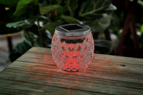 Glazen solar lamp 11x8cm - afbeelding 3