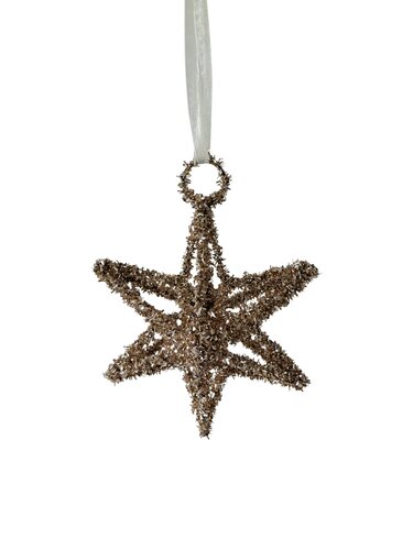 Glitter ster 3D D 15 x H 15 cm champagne