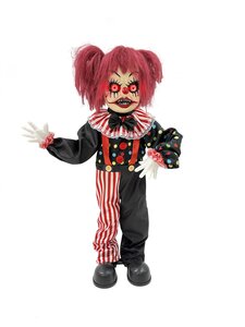 Halloween bewegende animatiepop Clown kind H 80 cm