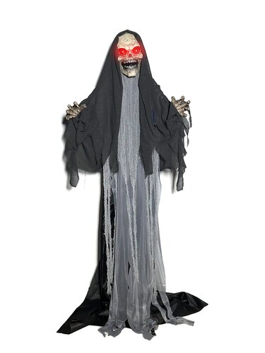 Halloween bewegende animatiepop Skelet staand H 180 - 240 cm