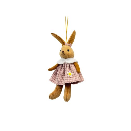 Hangdecoratie Konijn Jurkje H14cm Roze