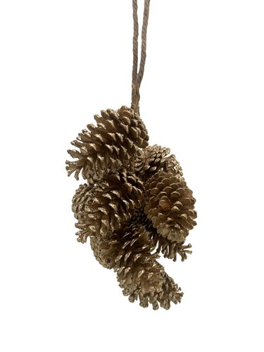 Hanger dennenappels 10 - 11 cm 10 stuks gold