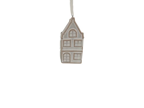 Hanger huisje 3,5 x 2,5 x 7 cm beige