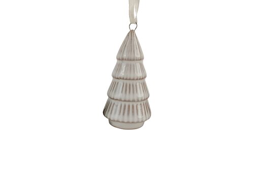 Hanger kerstboom D 4 x H 9 cm beige