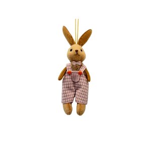 Hanger konijn tuinbroekje H 14 cm roze