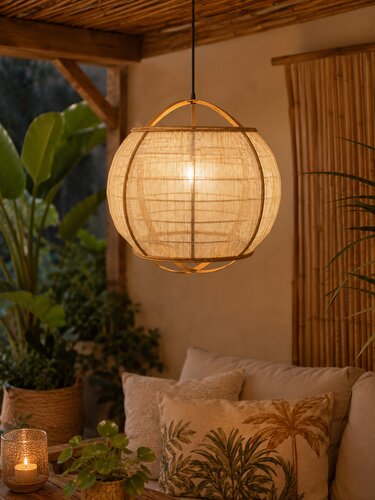 Hanglamp bamboe D 48 x H 48 cm natural - afbeelding 2