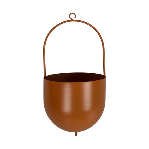 Hangpot metaal D 16 x H 15 / 32 cm oranje