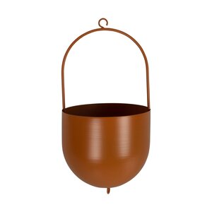 Hangpot metaal D 16 x H 15 / 32 cm oranje