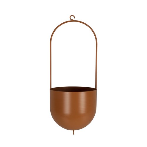 Hangpot metaal D 16 x H 15 / 42 cm oranje