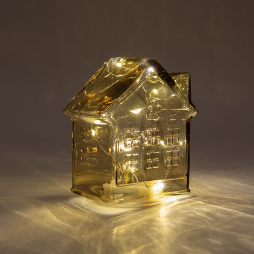 Huisje 10led 12.5x7.5x14cm amber
