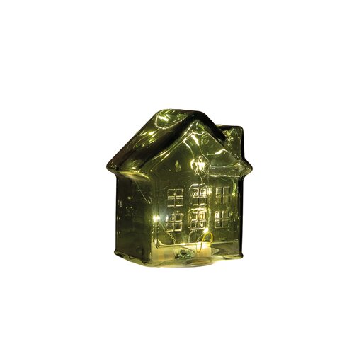 Huisje 10led 12.5x7.5x14cm groen