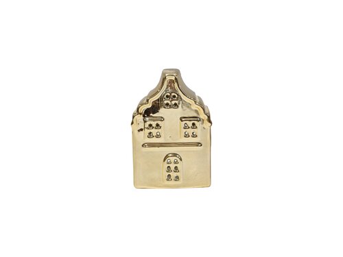 Huisje 7 x 6,5 x 10,5 cm shiny gold