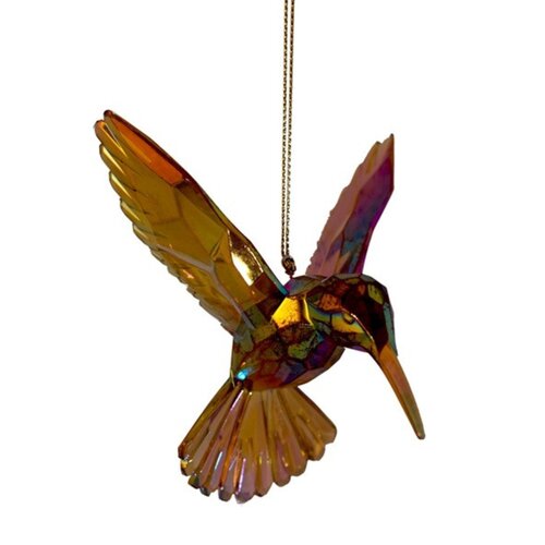HUMMINGBIRD W/GLTTR ORN-GREEN