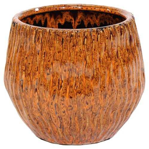 Ide Wave Egg Pot Amber D18.5H16.5