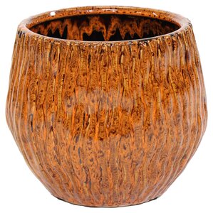 Ide Wave Egg Pot Amber D21.5H18.5