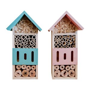 Insectenhotel hout gekleurd 13 x 8,5 x 26 cm - afbeelding 1