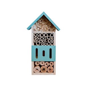 Insectenhotel hout gekleurd 13 x 8,5 x 26 cm - afbeelding 3