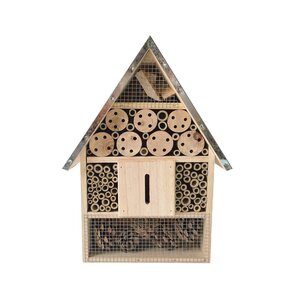 Insectenhotel hout met metalen dak 28 x 8,5 x 40 cm