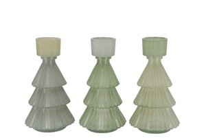 JAZZ NORDIC GREEN T-LIGHT X-MAS TREE ASS 11X20CM