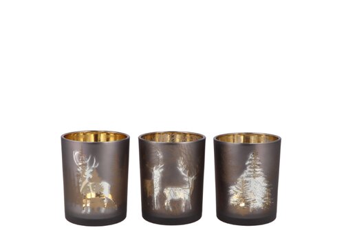 Jolly Transparent Antracite/Gold T-Light Ass 7 x 8 cm - afbeelding 1