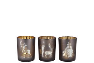 Jolly Transparent Antracite/Gold T-Light Ass 7 x 8 cm - afbeelding 1