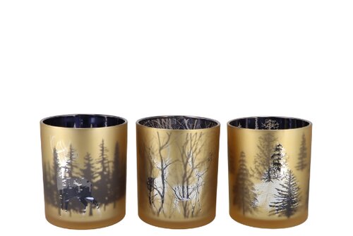 Jolly Transparent Gold/Antracite T-Lights Ass 10 x 13 cm - afbeelding 1