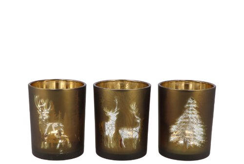 Jolly Transparent Green/Gold T-Lights Ass 10 x 13 cm - afbeelding 1