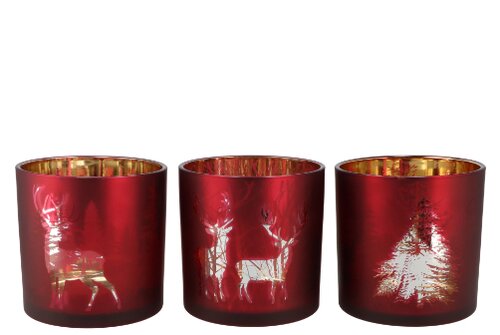Jolly Transparent Red/Gold T-Lights Ass 15 x 15 cm - afbeelding 1