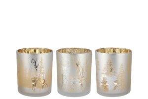 Jolly Transparent White/Gold T-Lights Ass 10 x 13 cm - afbeelding 1