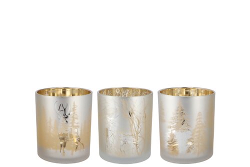 Jolly Transparent White/Gold T-Lights Ass 9 x 10 cm - afbeelding 1