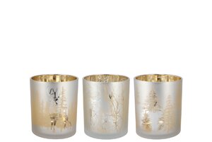 Jolly Transparent White/Gold T-Lights Ass 9 x 10 cm - afbeelding 1
