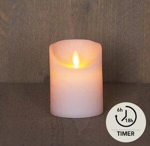 Kaars bew.vlam wax 10x7.5cm wit