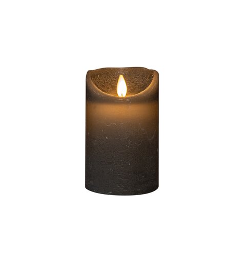 Kaars bew.vlam wax 12.5x7.5cm grijs