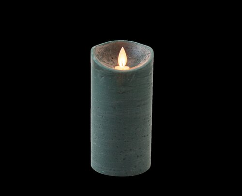 Kaars bew.vlam wax 15x7.5cm a.grn
