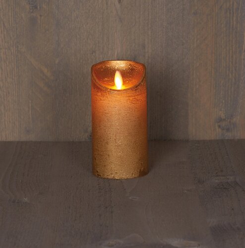 Kaars bew.vlam wax 15x7.5cm goud - afbeelding 1