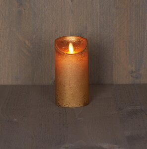Kaars bew.vlam wax 15x7.5cm goud - afbeelding 1