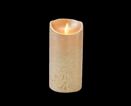 Kaars bew.vlam wax 15x7.5cm goud