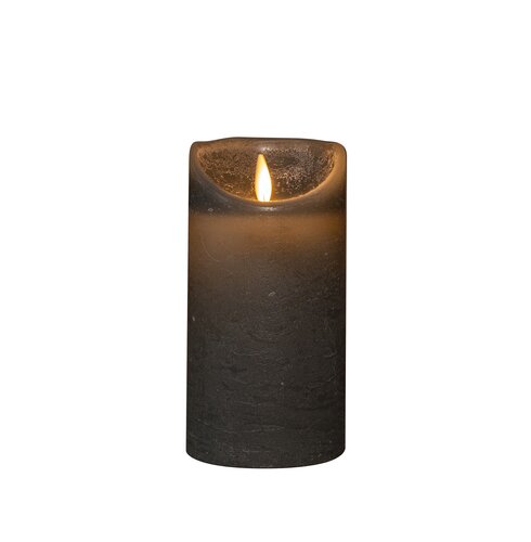 Kaars bew.vlam wax 15x7.5cm grijs