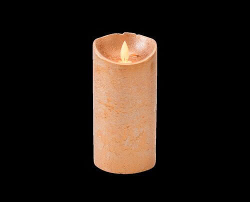Kaars bew.vlam wax 15x7.5cm koper