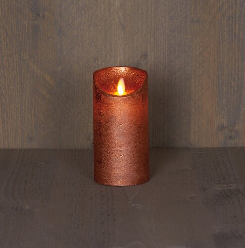 Kaars bew.vlam wax 15x7.5cm koper - afbeelding 2