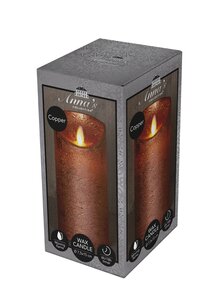 Kaars bew.vlam wax 15x7.5cm koper - afbeelding 1