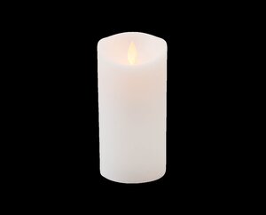 Kaars bew.vlam wax 15x7.5cm wit