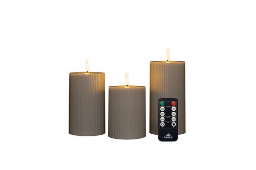 Kaars ribbel wax d7.5cm taupe s3