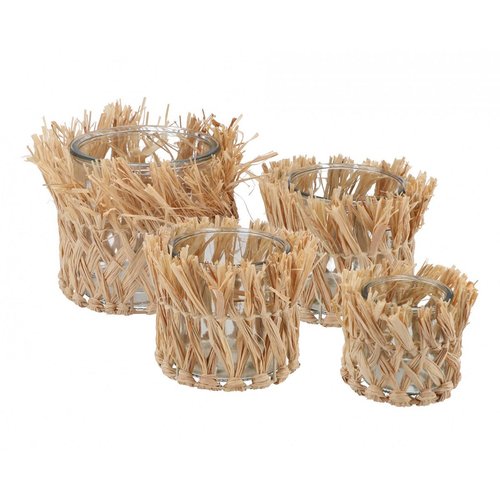 Kaarsenhouder Ibiza Natural Straw 10x10cm - afbeelding 3